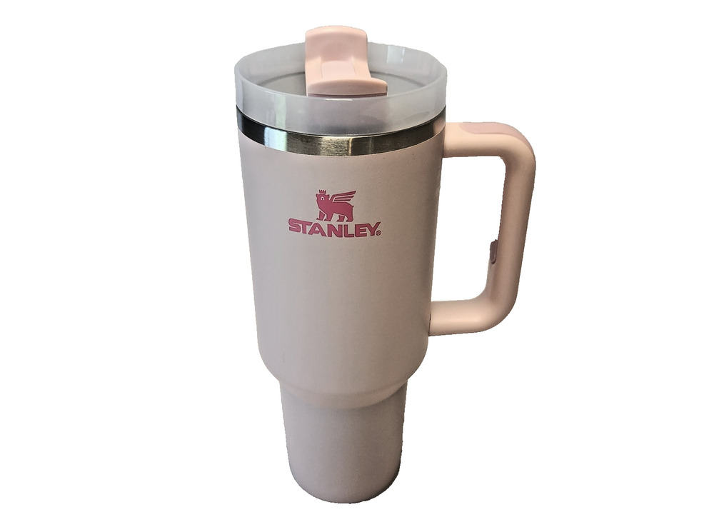Stanley Light Pink Stainless Steel 40oz Tumbler Cup Handle Straw Hole BPA Free